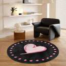 Pink Love Plush Carpet by Axyaa: Cute Minimalist Bedroom Rug for a Cozy Living Space