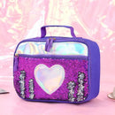 Axyaa Reversible Sequin Insulated Lunch Box for Kids - Waterproof Glitter Tote Bag