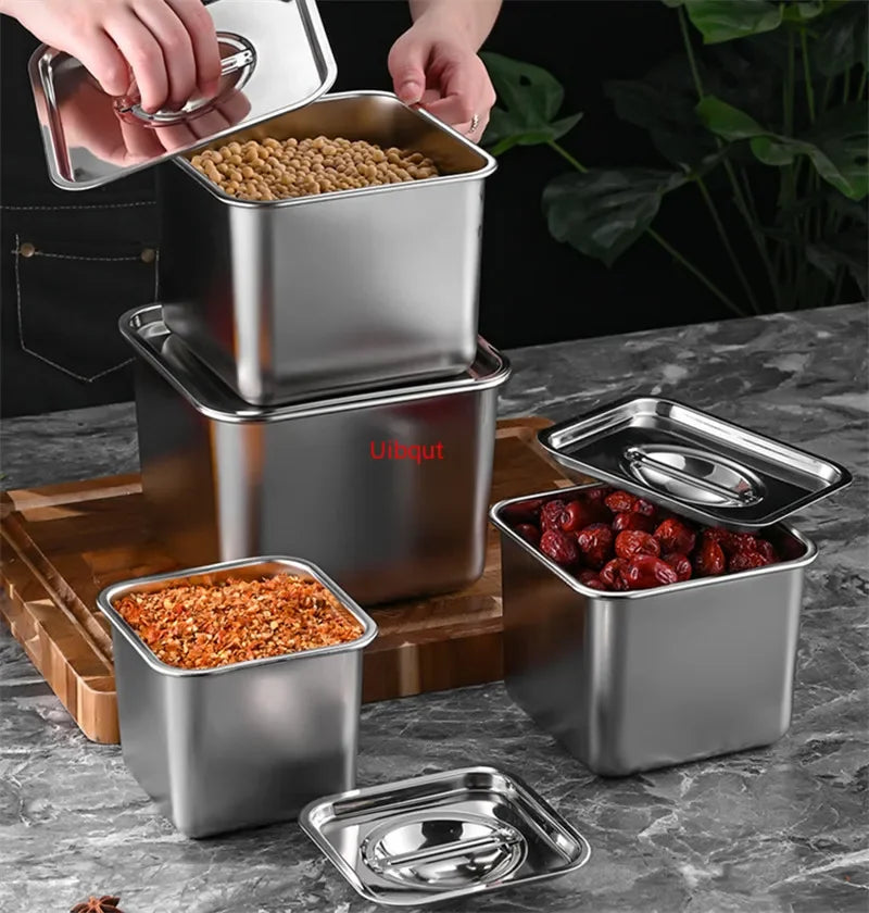 Axya Stainless Steel Seasoning Jars Set with Covers and Storage Box