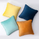 Axyaa Velvet Cushion Cover with Tassels Fringe - Soft Decorative Boho Pillows