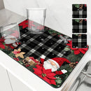 Christmas Dwarf Gift Poinsettia Drying Mat by Axyaa - Non-Slip Absorbent Kitchen Mat