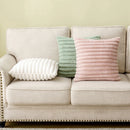 Axyaa White Striped Faux Rabbit Fur Decorative Pillow Covers
