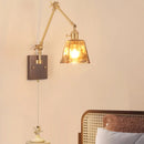 Axyaa Modern LED Wall Light Fixture Walnut Wood Rotatable Glass Bedside Lamp