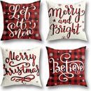 Red Christmas Tree Believe Snowflake Pillow Covers for Home Couch 45x45