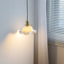 Axyaa White Ceramic LED Pendant Lamp, Adjustable Wire, Japan Style, E27 Bulb