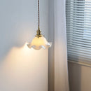 Axyaa White Ceramic LED Pendant Lamp with Adjustable Wire - Japan Style Hanging Light