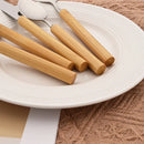 Axyaa Bamboo Handle Cutlery Set Stainless Steel Flatware Dinnerware Kitchen Tableware