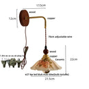 Axyaa Ceramic LED Wall Light Copper Pull Chain Modern Bedside Lamp