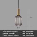 Axyaa Striped Glass Lantern Chandelier LED Pendant Lights for Dining Room Kitchen