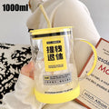 Axyaa Large Glass Measuring Cup with Lid and Handle - Clear Scale Multifunction Mug
