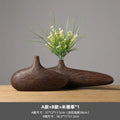 Axyaa Striped Resin Vase Imitation Wood Finish - Desktop Decoration & Crafts