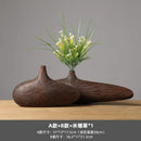 Axyaa Striped Resin Vase Imitation Wood Finish - Desktop Decoration & Crafts