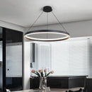 Axyaa Black Circle LED Chandelier Dimmable Pendant Light for Modern Home Decor