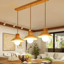 Axyaa Nordic Wood Pendant Lights - 3-Head Hanging Lamp for Kitchen & Dining Decor
