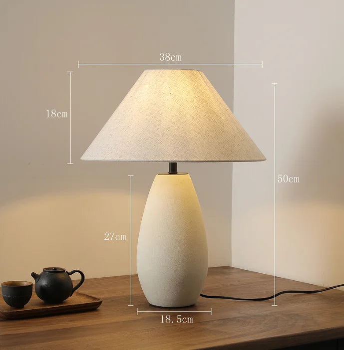 Axyaa Retro Japanese Style Pottery Table Lamp for Zen Living Room Decor