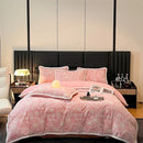 Axyaa High-End Jacquard Milk Fleece Winter 4-Piece Bed Set