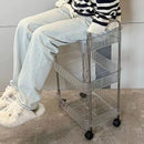 Axyaa Transparent Multilayer Acrylic Trolley with Wheels for Home Storage Shelf