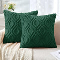 Axyaa Ivory White Plush Faux Wool Throw Pillow Covers, 45x45CM Boho Style