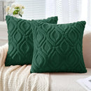 Axyaa Ivory White Plush Faux Wool Throw Pillow Covers, 45x45CM Boho Style