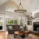 Axyaa Round Iron LED Pendant - Black Metallic Chandelier for Home and Restaurant
