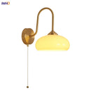 Axyaa Glass LED Wall Sconce, Pull Chain Switch Nordic Copper Light Fixture