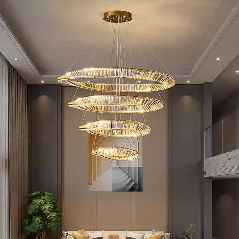 Axyaa Crystal Chandelier: Luxury Living Room & Bedroom Pendant Light