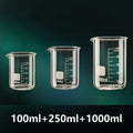 Axyaa Glass Measuring Cup Set | Clear Scale Beaker for Kitchen Baking & Laboratory