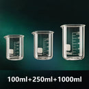 Axyaa Glass Measuring Cup Set | Clear Scale Beaker for Kitchen Baking & Laboratory