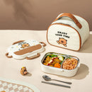 Axyaa Kids Stainless Steel Lunch Box Set with Cutlery & Carry Bag