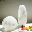 Axyaa Milky White Gradient Glass Vase for Floral Arrangement and Room Decor