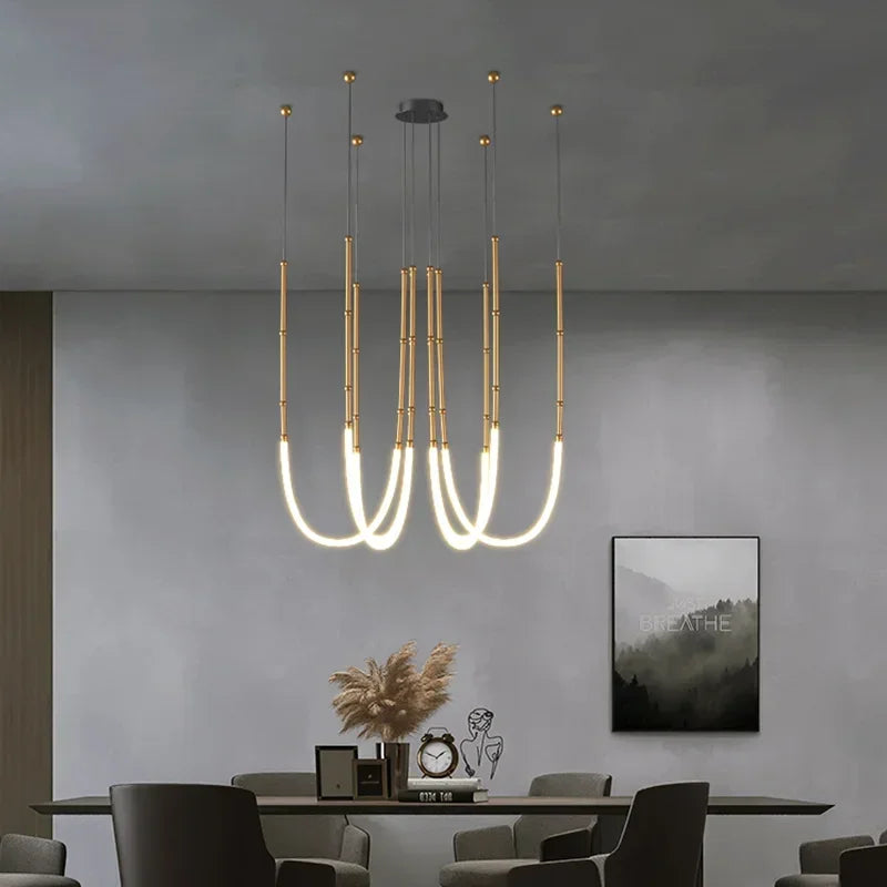 Axyaa Nordic Modern Art Line LED Pendant Light for Home Decoration.