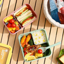Axyaa 4-Grid Leakproof Bento Lunch Box with Tableware - Portable and Microwave-Safe