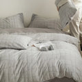 Axyaa Jacquard Cotton Washed Bedding Set | Solid Color Simple Design