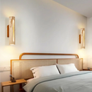 Axyaa Wood Canopy LED Wall Lights Yellow Travertine Modern Indoor Sconce