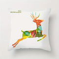 Colorful Deer & Christmas Patterns Pillowcase - Axyaa Home Decor Cushion Cover