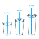 Axyaa Tritan Tumbler 590ml Clear Straw Cup for Outdoor & Office Drinks