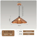 Axyaa Walnut Wood LED Minimalist Chandelier Straw Hat Pendant Lights