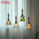 Axyaa Retro Pastoral Stained Glass Pendant Chandelier