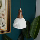 Axyaa Ceramic Wood LED Pendant Chandelier for Dining Bedroom Kitchen Lighting