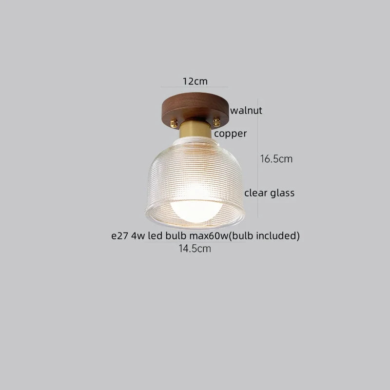 Axyaa Modern Wood Glass LED Ceiling Light for Kitchen Living Room Decor