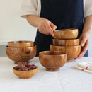 Axyaa Wooden Soup Bowl: Natural Salad Noodles Rice Bowls Home Kitchen Tableware