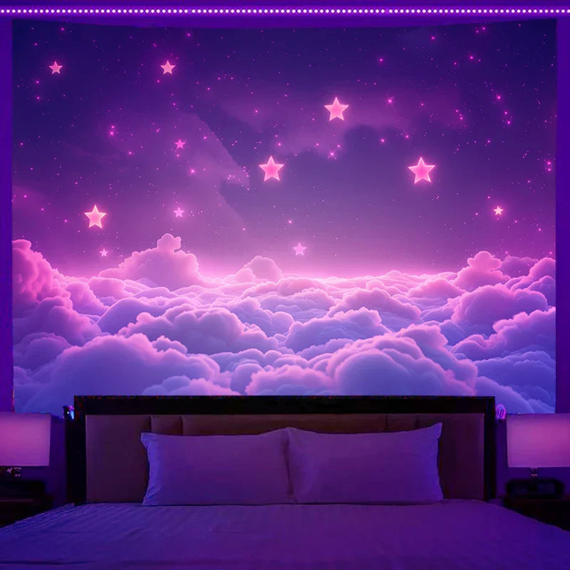 Axyaa Starry Sky Planet City Tapestry Room Decoration