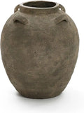 Axyaa Rustic Terracotta Cauldron Vase, 15" Tall Brown Ceramic Floor Vase for Home Décor