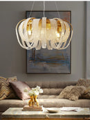 Axyaa Tassel Crystal LED Chandelier: Modern Nordic Round Pendant Lamp