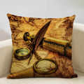 Nautical Compass Cushion Cover for Home, Office, Cafe & Car Decor - Axyaa Brand