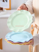 Axyaa Retro Wind Flower Edge Ceramic Dining Plate