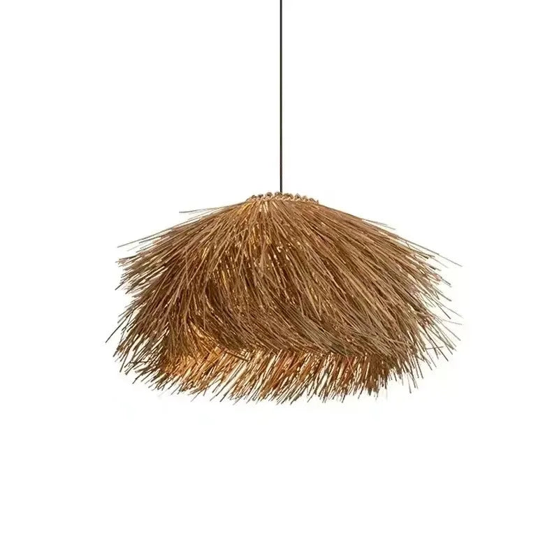 Axyaa Woven Rattan LED Chandelier, Japanese Style Hanging Lamp for Home and Restaurant Decor