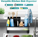 Axyaa Stainless Steel Sink Caddy & Sponge Holder with Brush Holder and Soap Dispenser