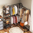 Axyaa L-Shaped Clothes Rack with Storage Shelves and Hanging Rods