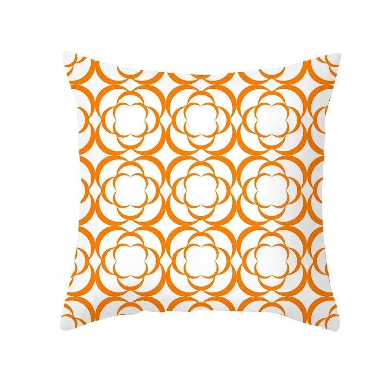 Axyaa Yellow Orange Abstract Geometry Print Pillow Cover 45x45cm